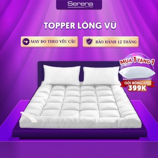 Nệm topper lông vũ microfiber siêu êm dày 9cm serena mattress chính hãng miếng tấm trải nệm topper lót chuẩn khách sạn
