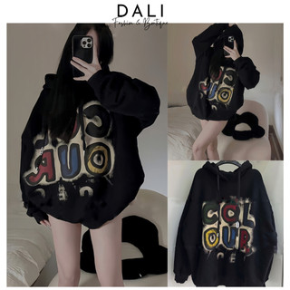 Áo Hoodie Tay Bồng Dáng Rộng In Chữ COLOUR Nhiều Màu, Áo Nỉ Mũ 2 Lớp Chất Liệu 2ZA Cao Cấp
