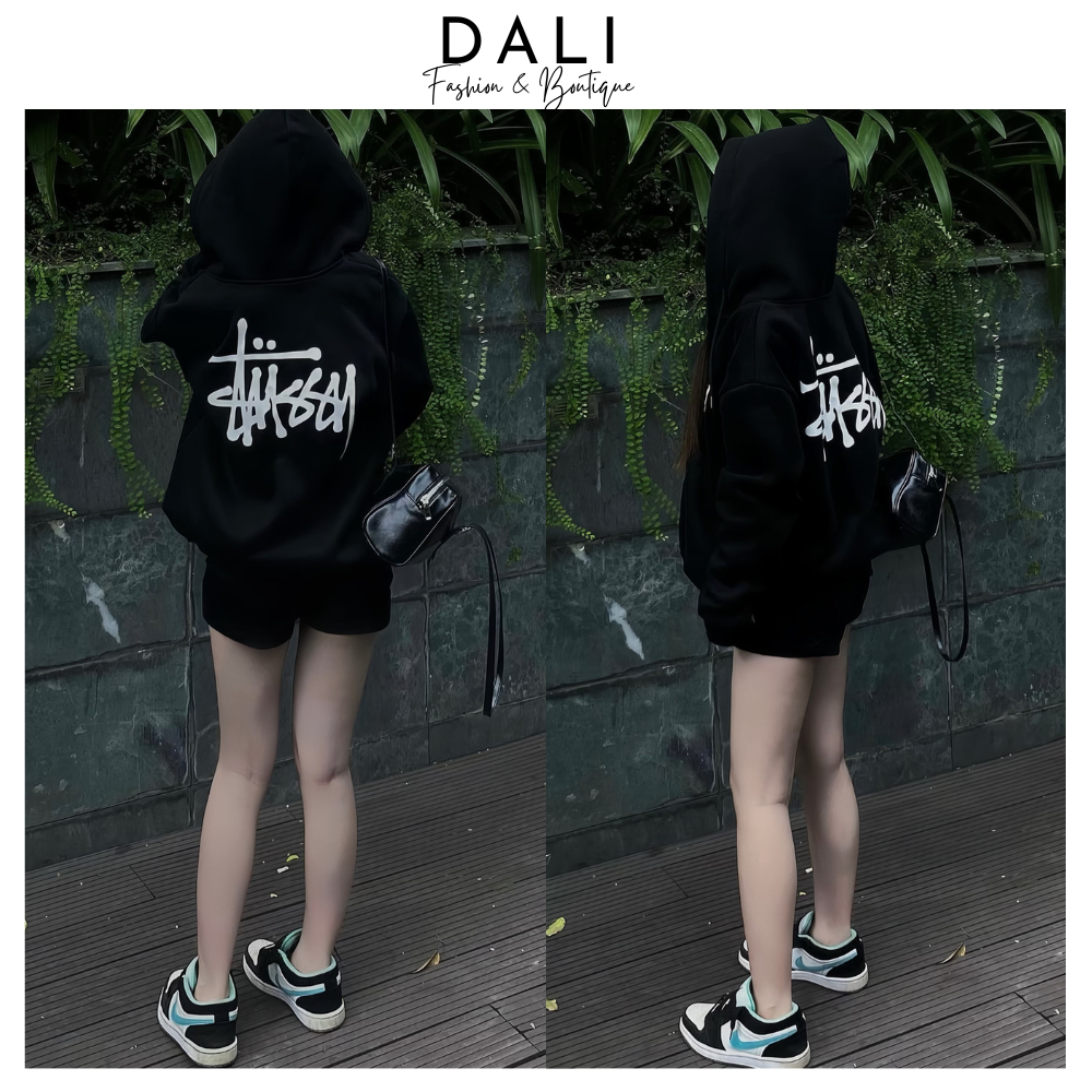 Áo Hoodie Tay Bồng Dáng Rộng In Logo STUSSY