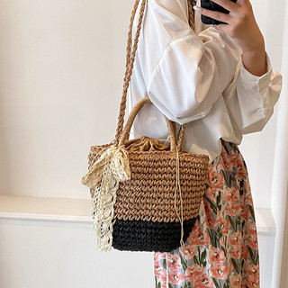 Túi cói thắt nơ vintage