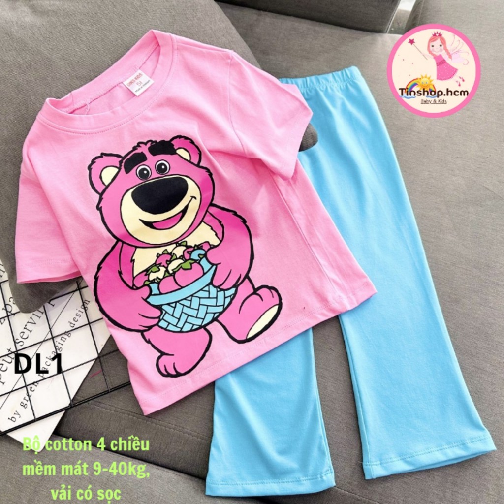 - Bộ tay ngắn quần dài cotton 4 chiều, mềm ,mát màu cho bé gái 22 đến 40kg - Bộ quần áo bé gái DG02