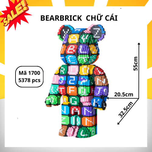 Lắp Ghép Lego Bearbrick 55cm, Xếp Hình Bearbrick Mảnh Nhiều Màu Sắc Ôm Hoa, Siêu Sao, Thám Hiểm, Chữ Cái-dochoi.hottred