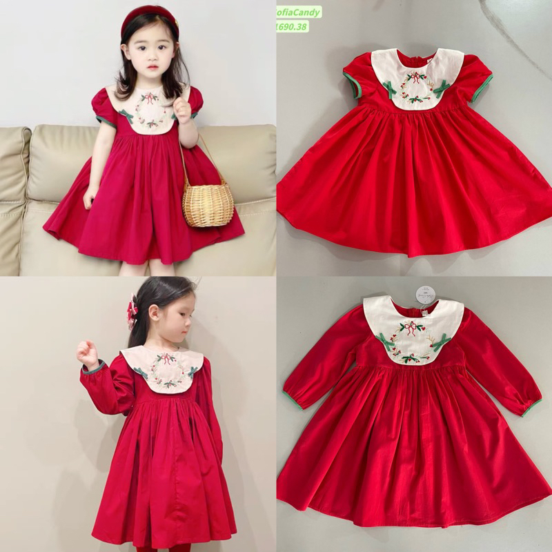Váy bé gái màu đỏ Noel - Tết siêu xinh (1-10y)