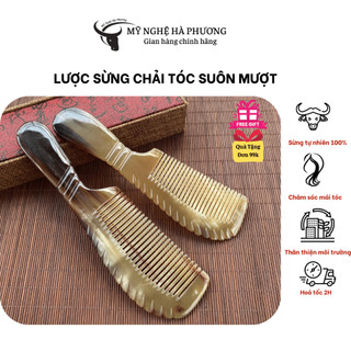 Lược sừng xuất Nhật chuôi khía (size L-20cm) dùng chải tóc gỡ rối, mát xa da đầu thư giãn