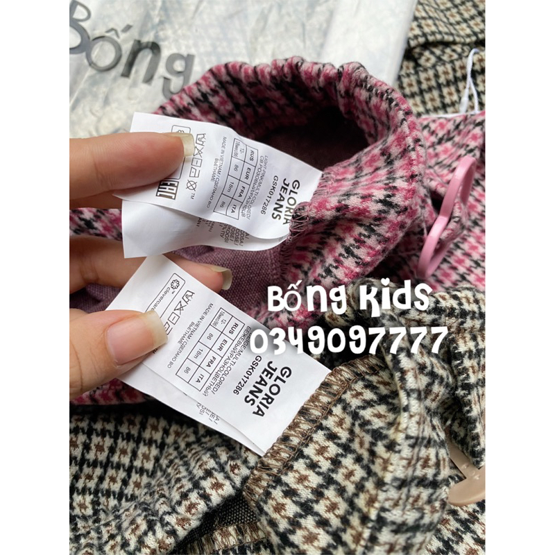 Chân Váy Dạ Bé Gái Kẻ Zizac GÊ