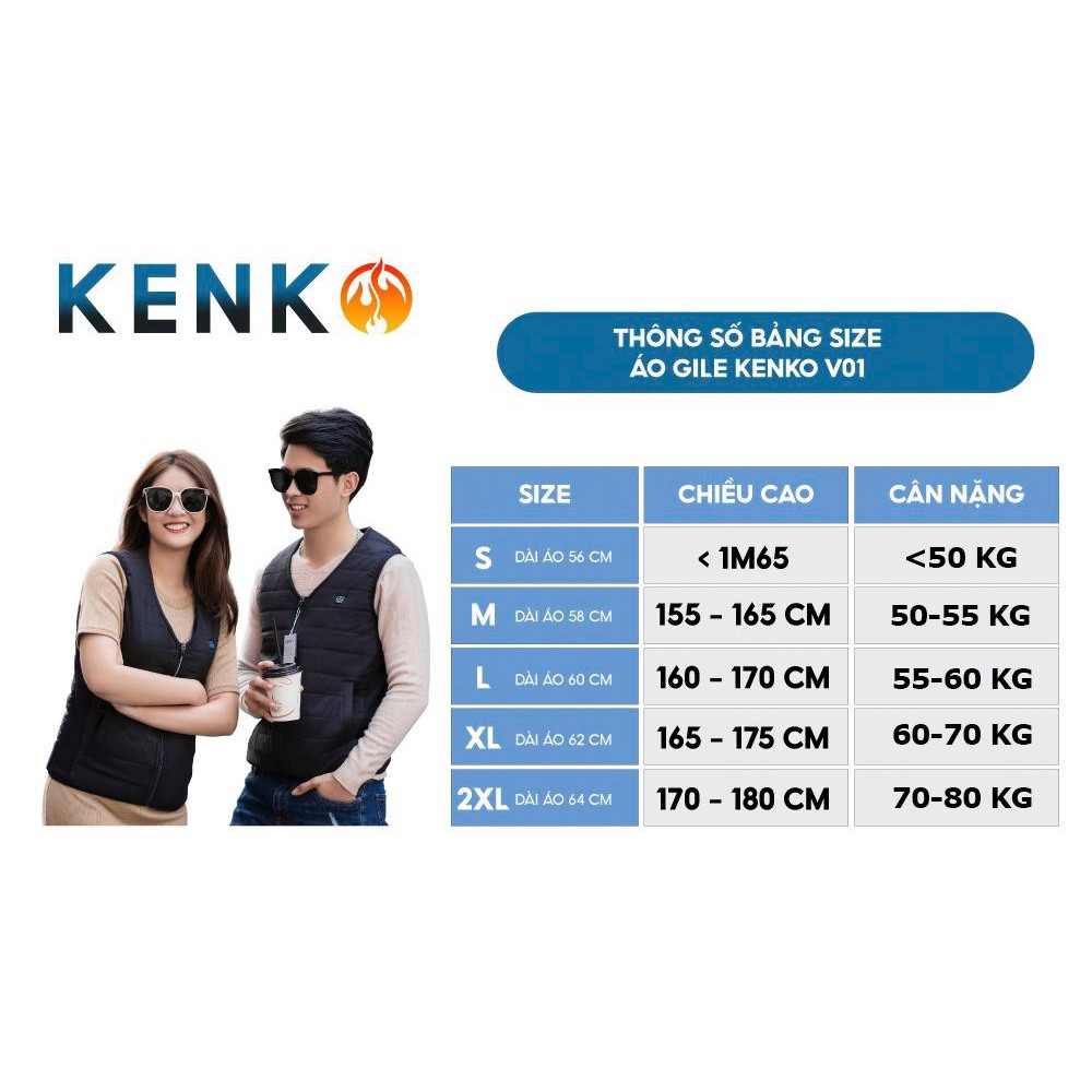 Áo sưởi ấm cao cấp kenko KENK Nhật Bản 9 vùng nhiệt pin 24000mah ấm nhất trên thị trường