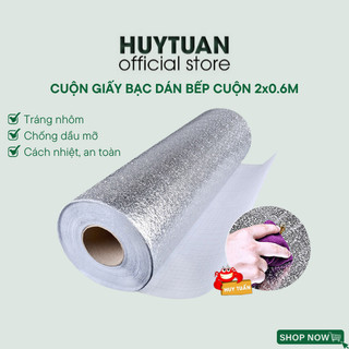 Giấy bạc dán bếp chống dầu mỡ tráng nhôm cuộn 2x0.6m - Cuộn giấy bạc chống dính cách nhiệt, dán tường, dán kệ tủ