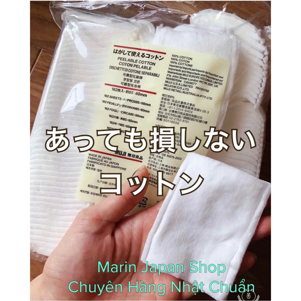 Bông tách lớp của Muji Nhật Bản, bông đắp lotion