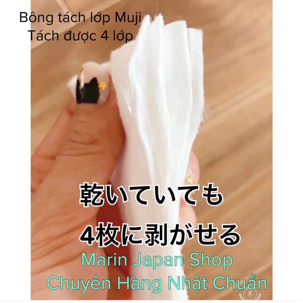 Bông tách lớp của Muji Nhật Bản, bông đắp lotion