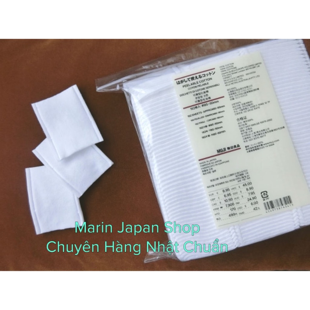 Bông tách lớp của Muji Nhật Bản, bông đắp lotion