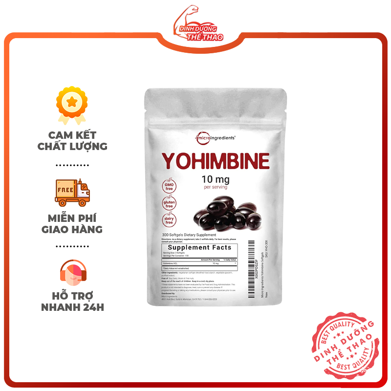 MICROINGREDIENTS YOHIMBINE 10Mg 300 Viên Gel Hỗ Trợ Sức Khỏe Nam Giới Và Kiểm Soát Cân Nặng