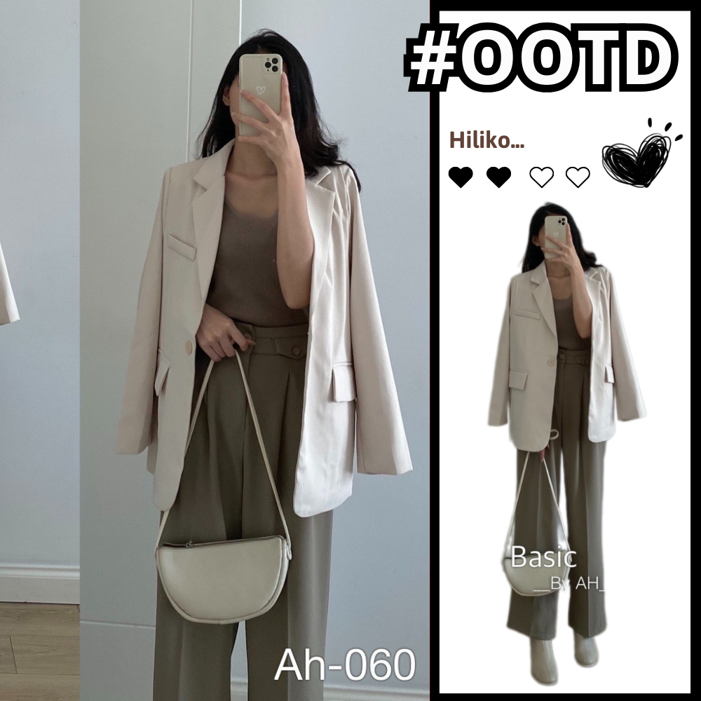 Blazer túi nắp sau có hàng khuy xẻ tà phong cách hàn quốc Hiliko Blazer060_