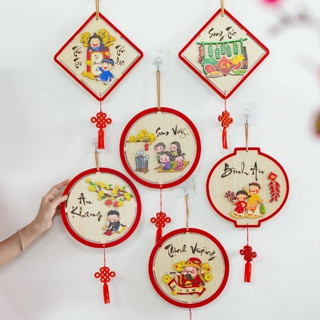 Bảng Gỗ Viền Nhung Decor Trang Trí Tết Nguyên Đán 2025