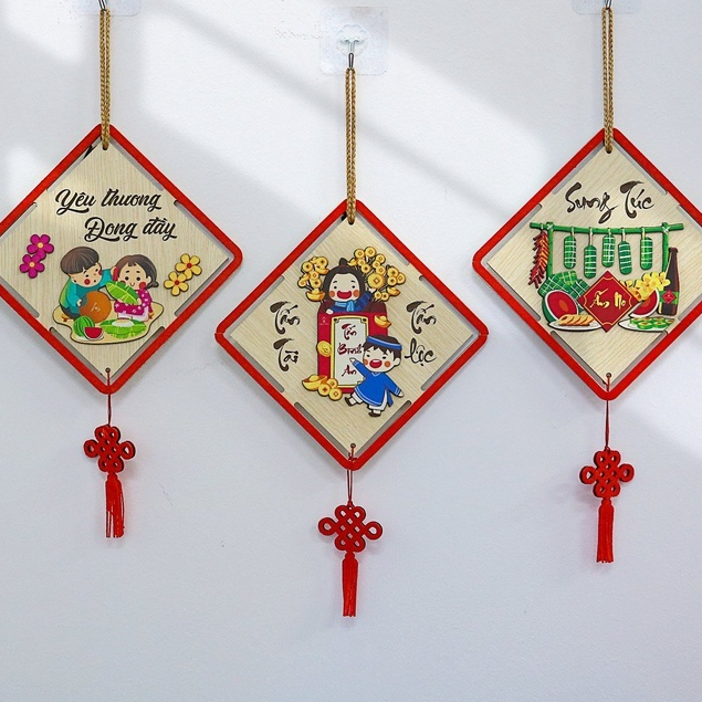 Bảng Gỗ Viền Nhung Decor Trang Trí Tết Nguyên Đán 2024