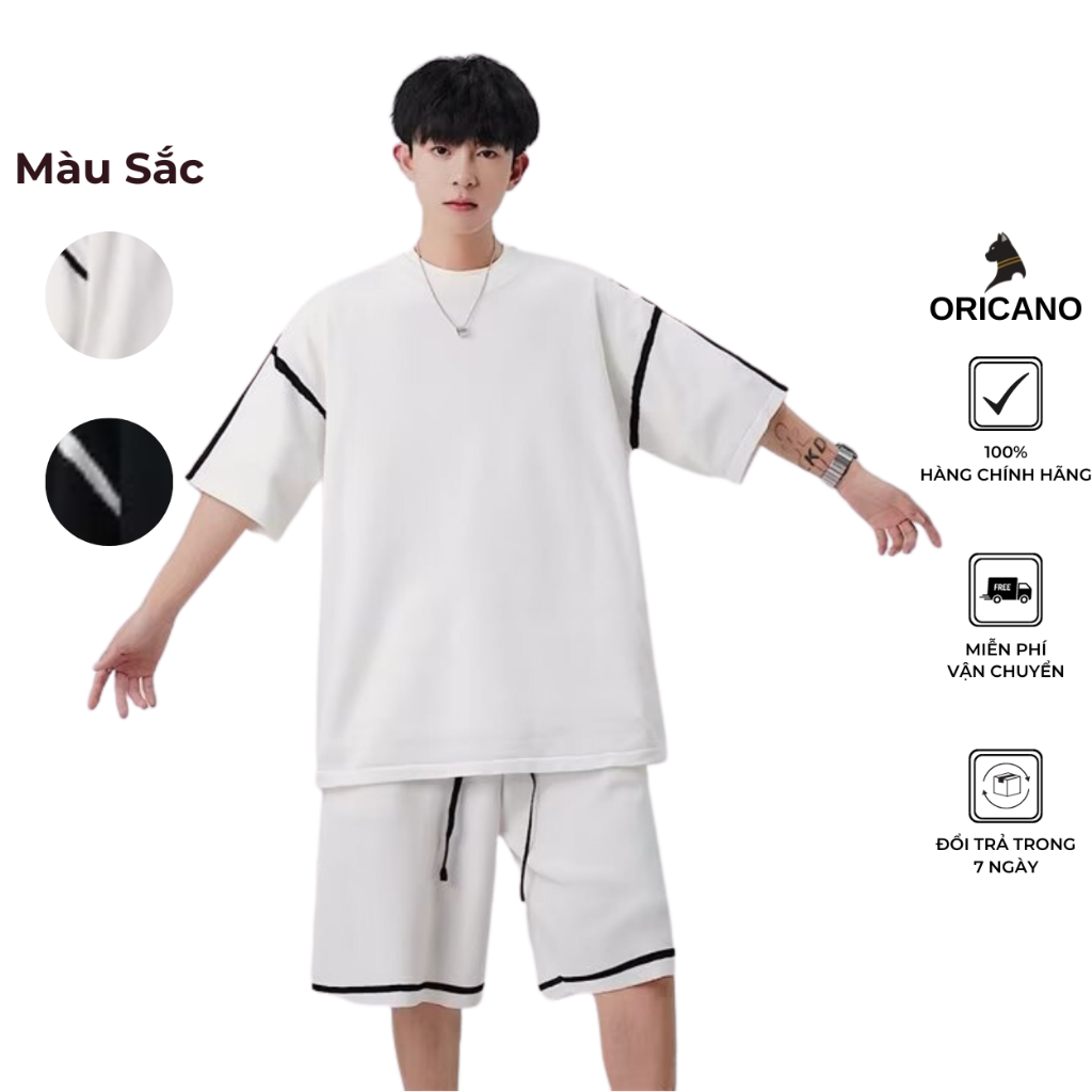 Đồ Bộ Nam ORICANO Mặc Mùa Hạ Mùa Thu, Sét Bộ Nam Cổ Tròn Chất Vải Cotton Cao Cấp Oversize Thoáng Mát