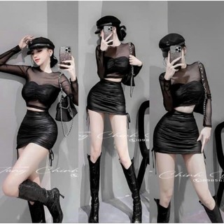 Áo lưới nhún ngực croptop phôm chuẩn body lên dáng cực xinh