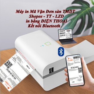 Máy in mã vận đơn sàn TMDT bằng ĐIỆN THOẠI kết nối Bluetooth khổ A7 in tem, mã vạch, in đơn hàng