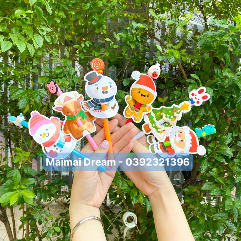 Set 60 giấy cắm kẹo Noel, thẻ cắm bút Noel (mix 6 mẫu), quà tặng Noel