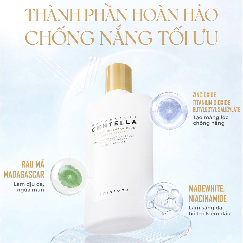 Kem Chống Nắng Rau Má Skin1004 Madagascar Centella Air-Fit Suncream Plus SPF50+ PA++++ 50ml