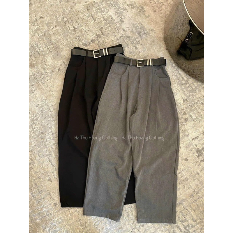 Quần boom baggy dáng rộng lưng cao siêu xinh, quần vải nữ công sở mã 99 tặng kèm dây lưng