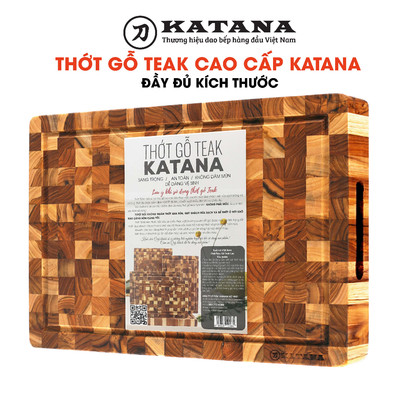 Thớt Gỗ Teak Thương Hiệu KATANA - An Toàn Thực Phẩm Hình Chữ Nhật, Hình Tròn Đủ Size