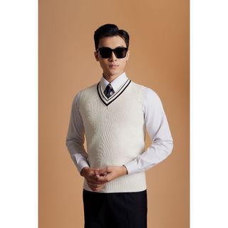 Áo len adam store đen gile trắng cổ đen al065t