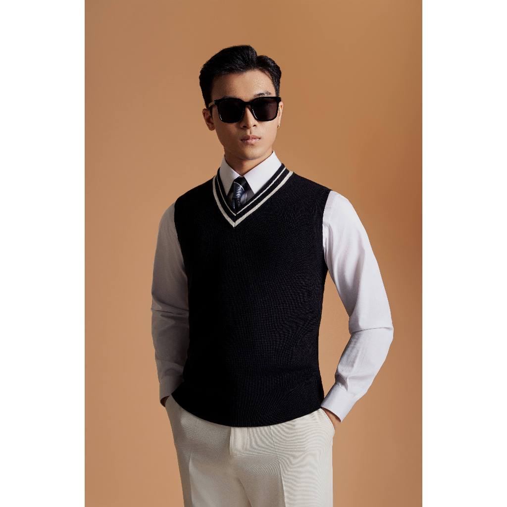 ÁO LEN ADAM STORE ĐEN GILE ĐEN CỔ TRẮNG AL065D