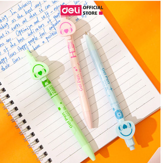 Bút Bi Bấm Văn Phòng Mực Gel Xanh Deli Nhanh Khô Màu Pastel Dễ Thương Cho Học Sinh Văn Phòng Ngòi Viết Trơn