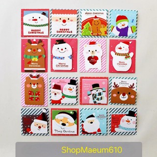 Thiệp chúc mừng Giáng sinh Noel, cây thông, tuần lộc, ông già Noel 8.7x8.7cm ShopMaeum610