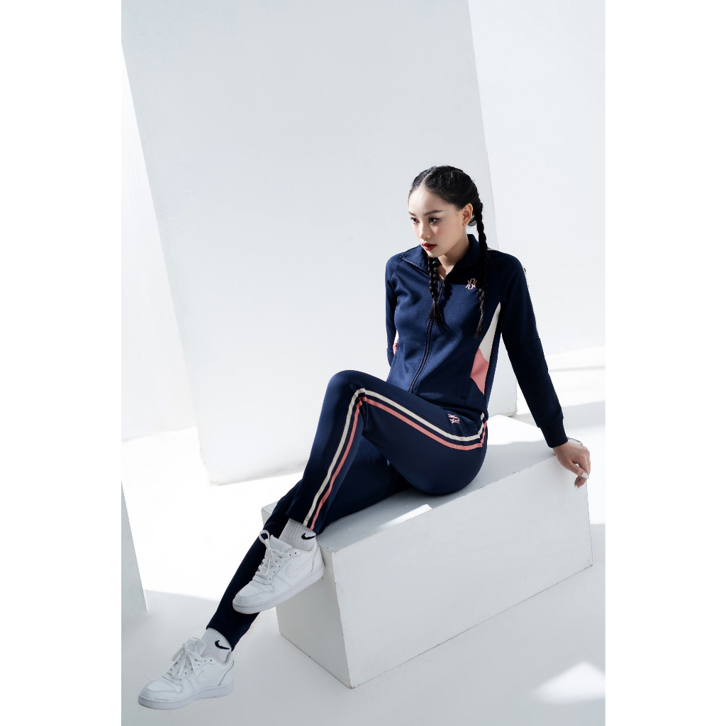 Bộ đồ nỉ umi nữ GUNO 23DBNU02 sọc tay nhỏ, set thể thao thu đông thời trang hàng thethao.vnxk BTWG1