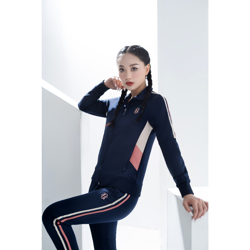 Bộ đồ nỉ umi nữ GUNO 23DBNU02 sọc tay nhỏ, set thể thao thu đông thời trang hàng thethao.vnxk BTWG1