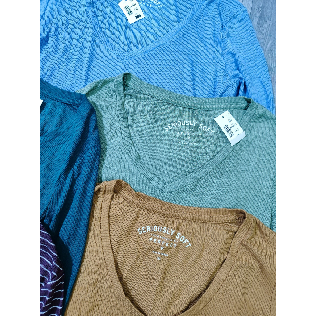 Áo thun nữ gân tăm mềm mại nhiều màu xuất dư Aeropostale size