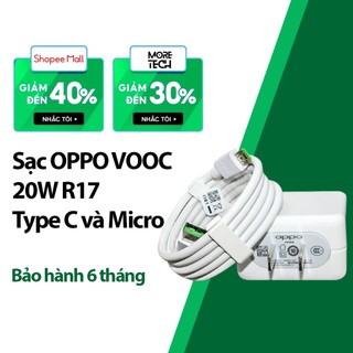 Bộ sạc nhanh oppo vooc type c và micro củ sạc oppo và cáp sạc oppo type c 20w more bảo hành 6 tháng