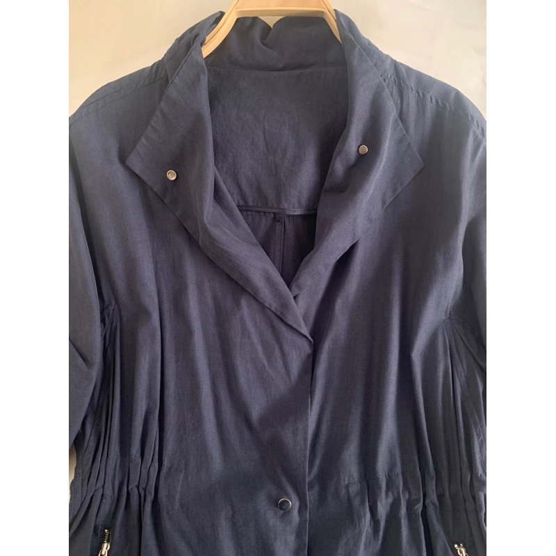 Áo khoác kiểu M440 dáng dài tay lửng nút bấm có dây rút eo 1 lớp 2hand Hàn si ảnh thật