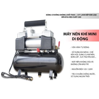 Máy Nén Khí Mini 4L Không Dầu, Đa Năng Cho Dụng Cụ Khí Nén, Kèn Hơi, Thuyền Phao,Phụ Bơm Lốp Ô Tô...
