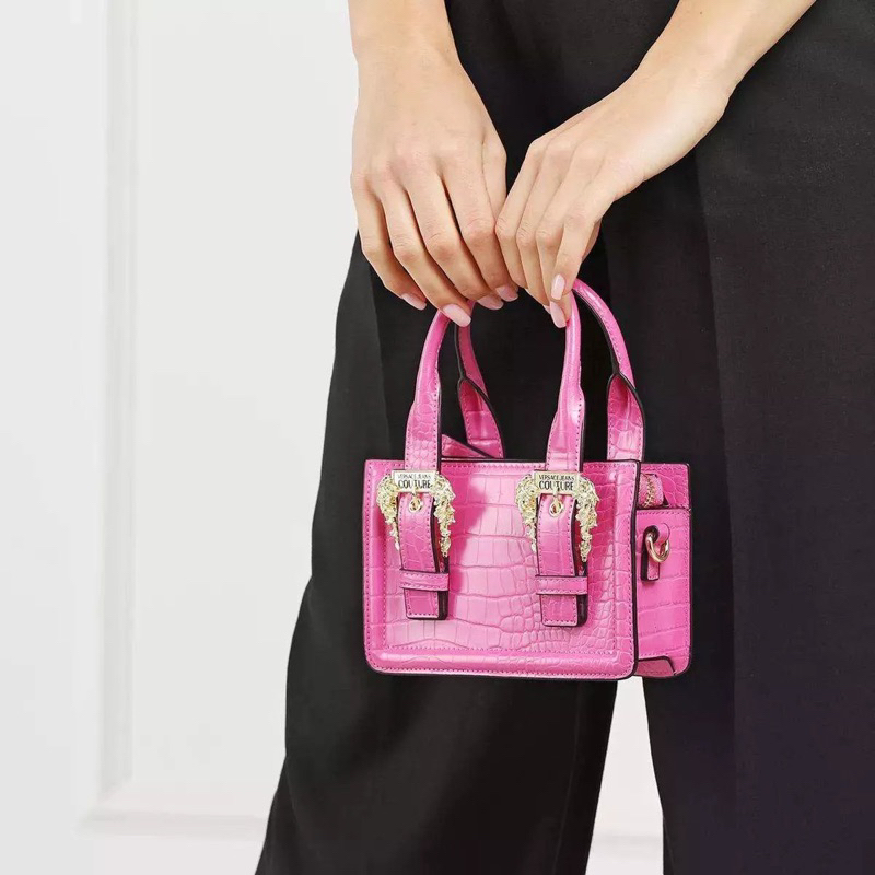 Túi xách tay Versace mini kèm charm, da crocs sang chảnh đi chơi đủ màu mới 100%