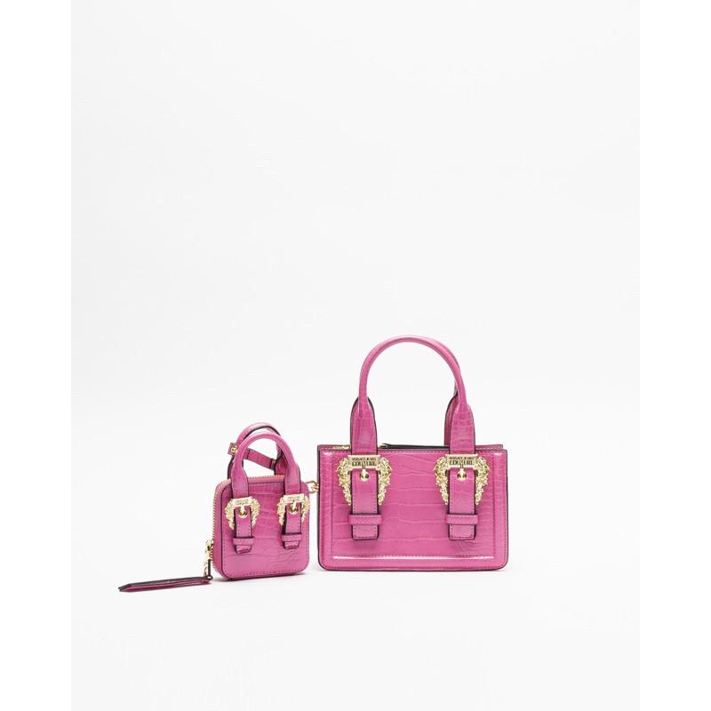 Túi xách tay Versace mini kèm charm, da crocs sang chảnh đi chơi đủ màu mới 100%