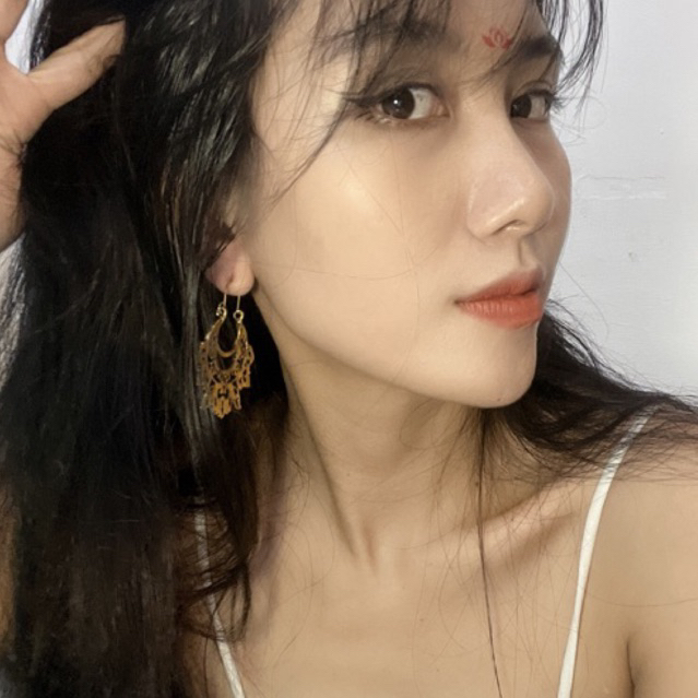 Khuyên tai phong cách cổ - Hoa tai khắc hình hoa văn - Khanturbanvn
