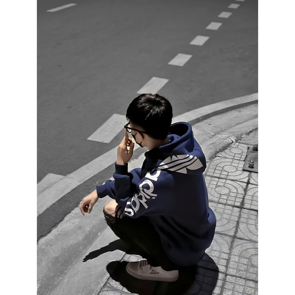 Áo Khoác Hoodie Zip khóa kéo Adidas Thời thượng Vải Nỉ Bông cotton thời thượng