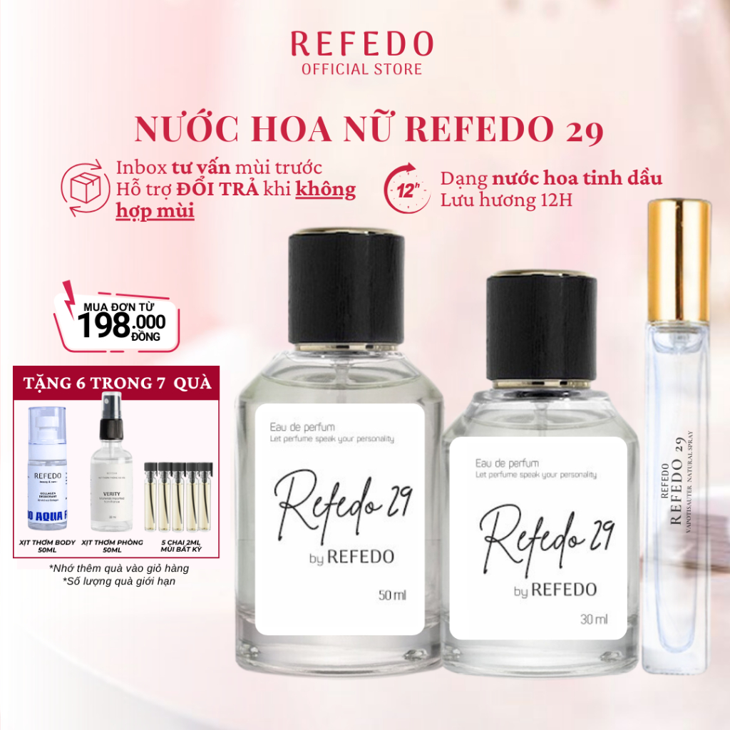 Nước Hoa Nữ Thơm Lâu Chính Hãng REFEDO 29 Tinh dầu nước hoa nhẹ nàng thơm lưu hương lâu chính hãng ngọt nhẹ nhàng