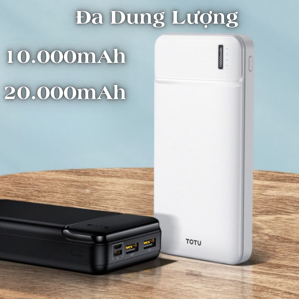 Sạc Dự Phòng TOTU CPBN-046 / CPBN-047 Dung Lượng 10000mah / 20000mah - Thiết Kế 2 Cổng USB - Chính Hãng HD DESIGN