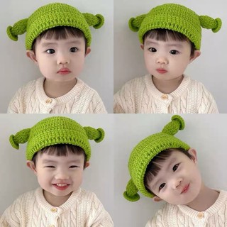 Mũ len màu xanh lá có tai xinh xắn cho bé, phù hợp cả bé trai và bé gái