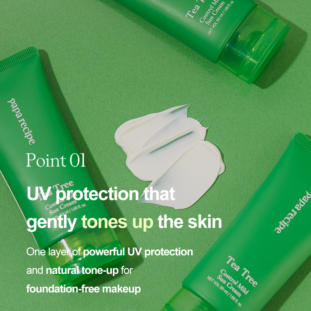 Kem Chống Nắng Nâng Tone Nhẹ Nhàng Cho Da Nhạy Cảm Chiết Xuất Tràm Trà PAPARECIPE 50ml SPF 63,8 / PA + + + + 21,71