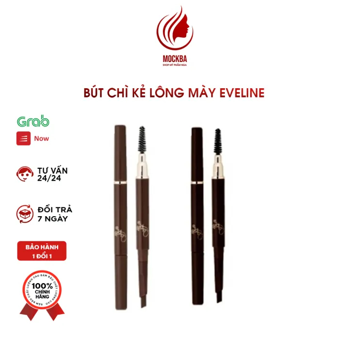 Bút chì kẻ lông mày Eveline Hàng Nga, không lem, không trôi, 2 đầu không thấm nước, sẵn mầu nâu sang trọng và trẻ trung