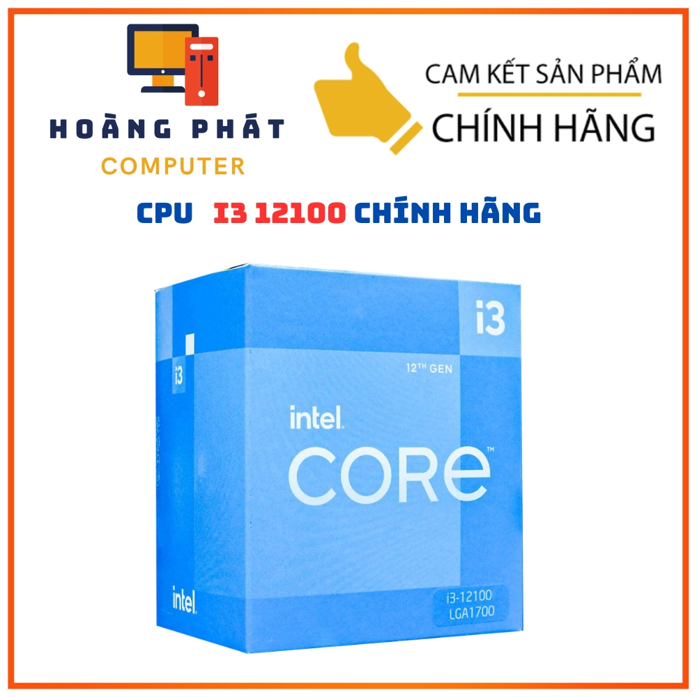 Bộ xử lý Intel® Core™ i3-12100 bộ nhớ đệm 12M, lên đến 4,30 GHz | Box chính hãng, BH 36T