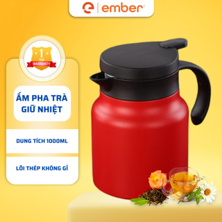 Ấm pha trà giữ nhiệt ember có lưới lọc trà dung tích 1000ml bình ủ trà pha trà giữ ấm trà inox 316 an toàn khi dùng