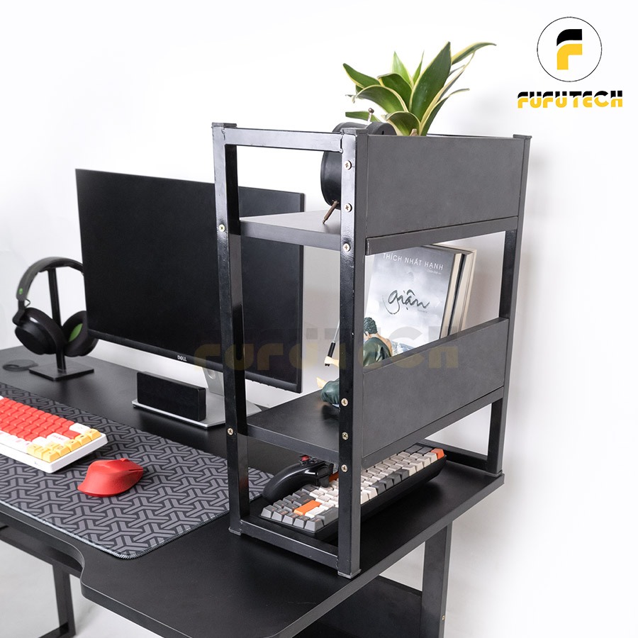 Kệ để bàn FUFUTECH 60x48 khung thép chắc chắn màu đen 1000g