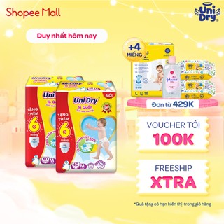 Combo 2 tã quần unidry siêu khô thoáng size m42+4/m60+6/m74+10