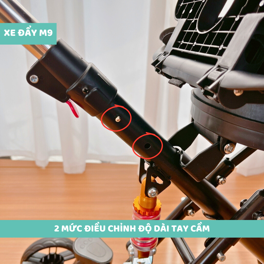 Xe đẩy gấp gọn 2 chiều cho bé kèm đệm và mái che M8/ M9