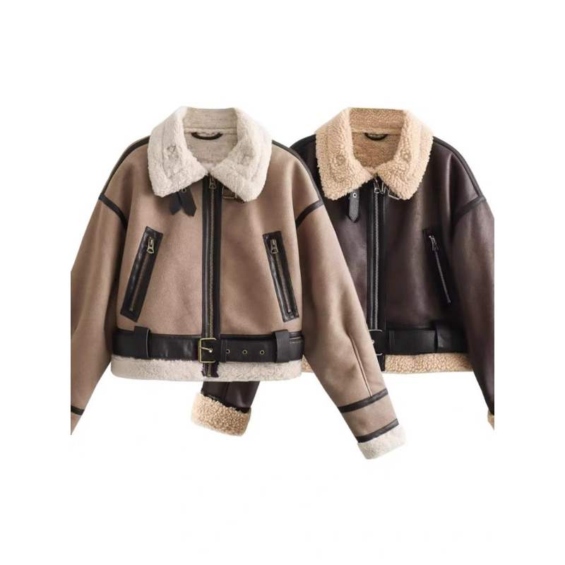 Áo khoác da lót lông cao cấp hàng new chuẩn zara xuất 2023